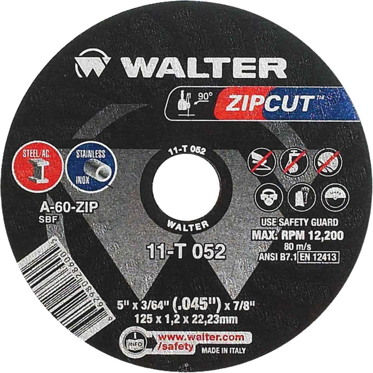 Walter ZIPCUT 5 inch Type 1 aluminum oxide cut-off wheel