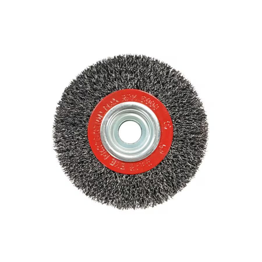 Platinum - ORIGINAL Crimped Wire Wheel - Mild Steel - 6" x 1-1/4" x 1-1/4" (1", 7/8", 3/4", 5/8", 1/2" WITH INCL. BUSHINGS) ARBOR - 6,000 rpm