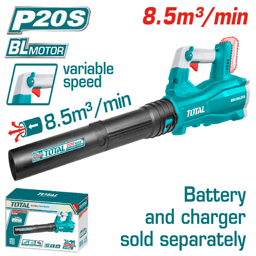 TOTAL 20V brushless cordless blower tool only for leaves and debris
