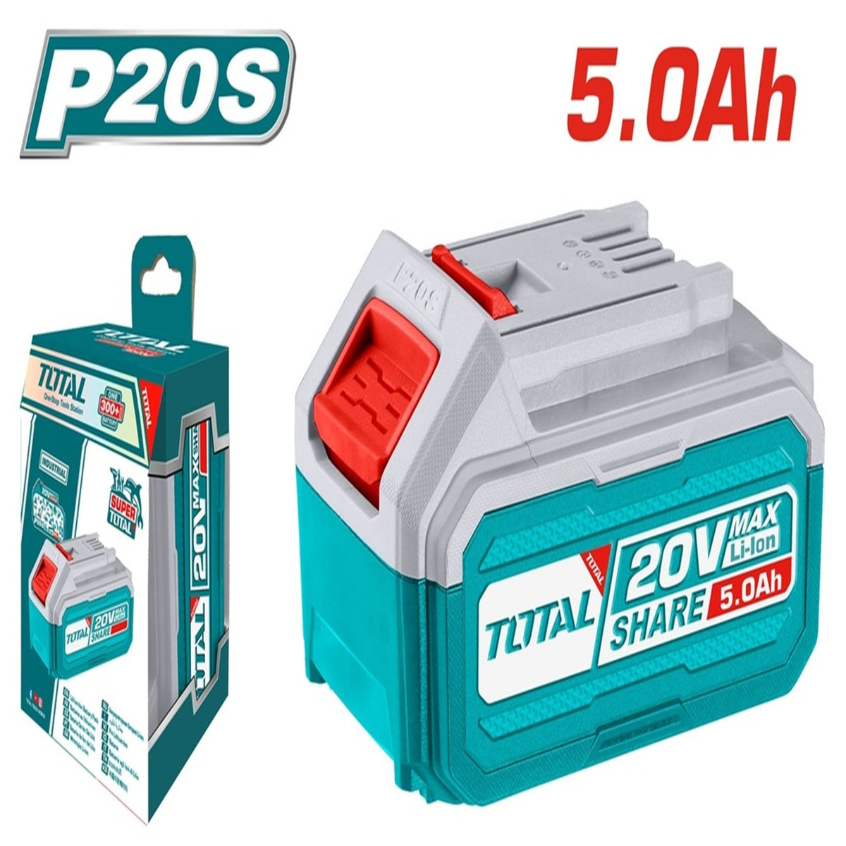 TOTAL 20V 5.0Ah lithium-ion battery pack for P20S cordless power tools