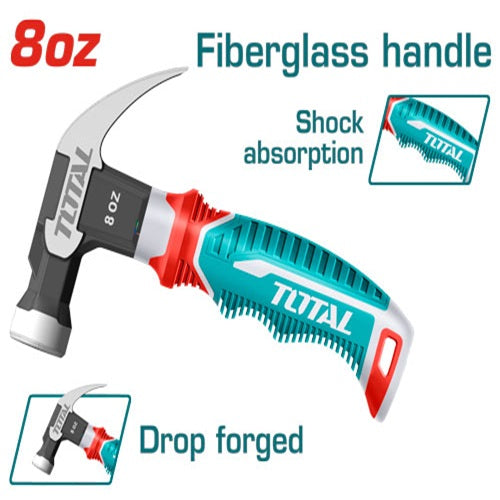 TOTAL 8 oz claw hammer with magnetic nail function