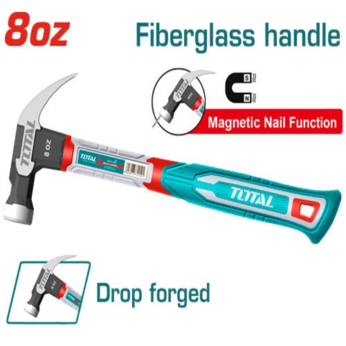 TOTAL 8 oz claw hammer with magnetic nail function