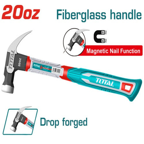 TOTAL 8 oz claw hammer with magnetic nail function