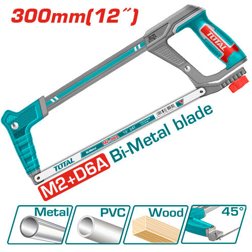 TOTAL 12-inch industrial hacksaw with 24 TPI bi-metal blade