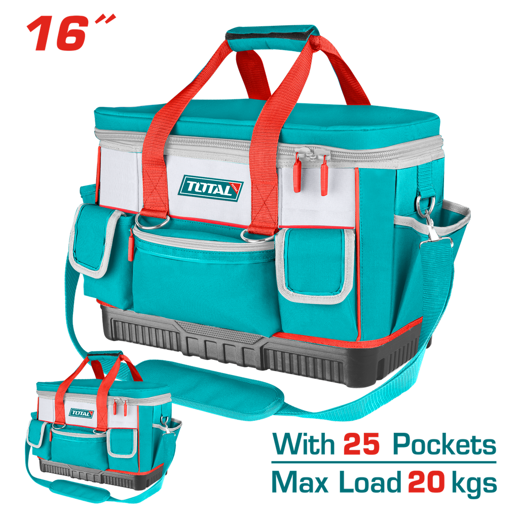 TOTAL 16-inch industrial tool bag with 25 pockets