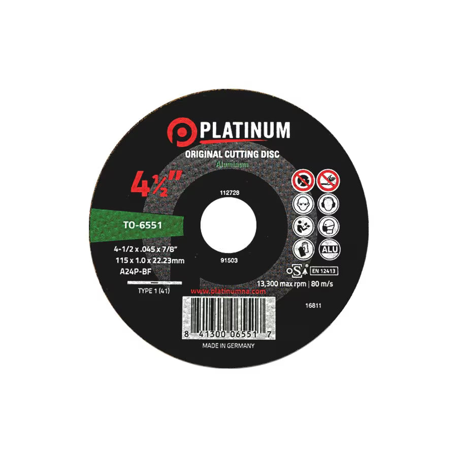 Platinum - ORIGINAL Cutting Disc - Type 1 - ALUMINUM - 4-1/2"-5" x  x .045" & 6"-7" x .062" x 7/8"