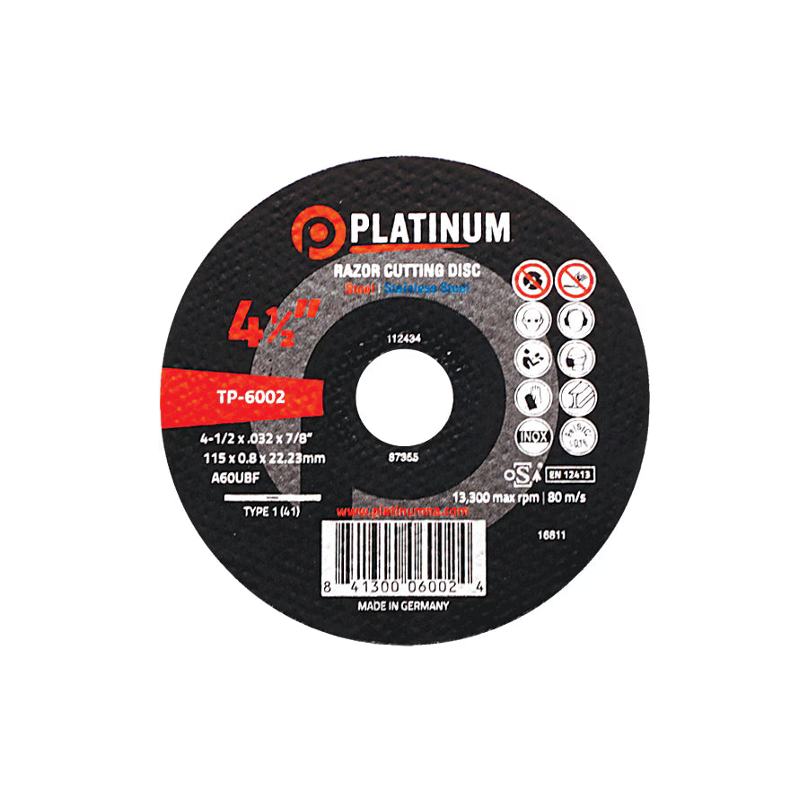 Platinum - RAZOR Cutting Disc - Type 1 - STEEL/SS - 4-1/2"-5" x 7/8"