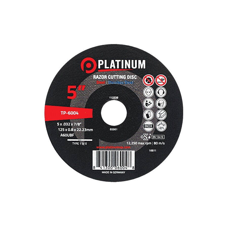 Platinum - RAZOR Cutting Disc - Type 1 - STEEL/SS - 4-1/2"-5" x 7/8"