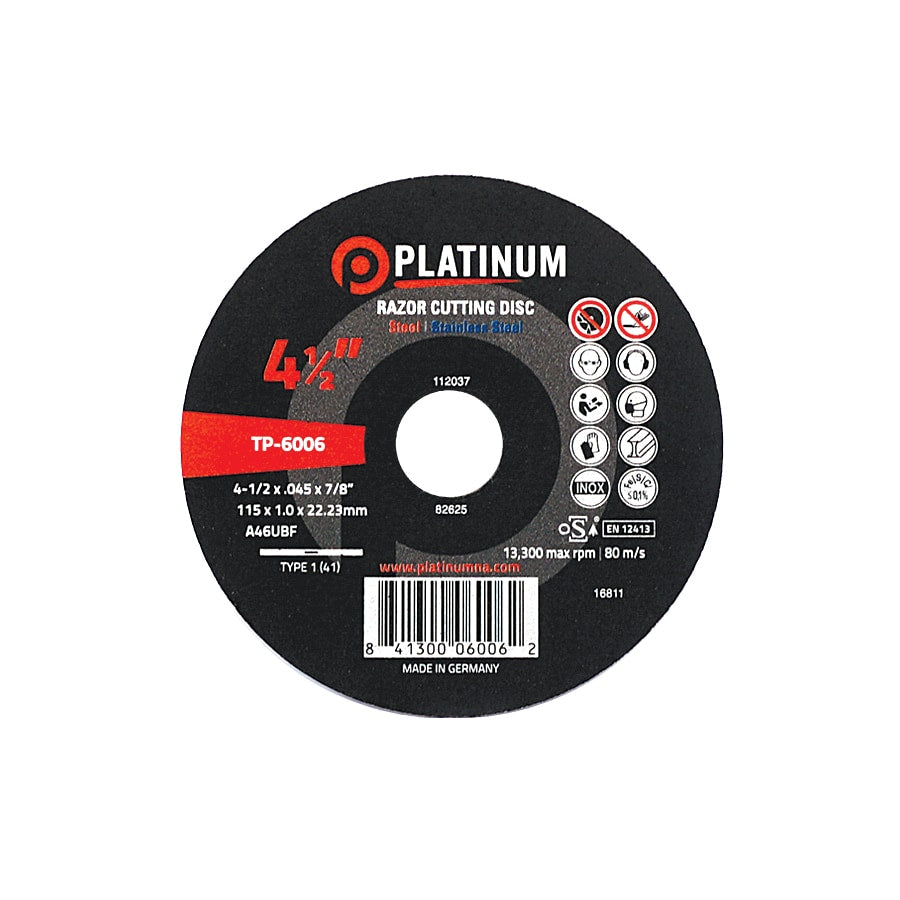 Platinum - RAZOR Cutting Disc - Type 1 - STEEL/SS - 4-1/2"-5" x 7/8"