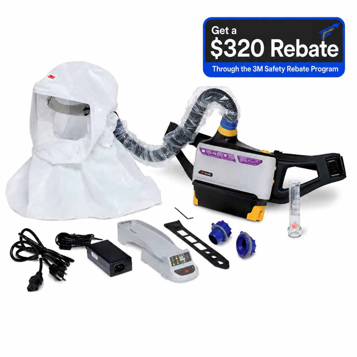 3M Versaflo TR-800-ECK Easy Clean PAPR Kit with Loose-Fitting Hood, Faceshield and Lithium-Ion Battery