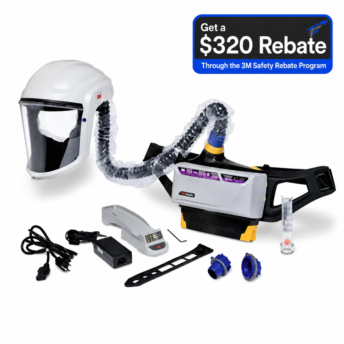 3M Versaflo TR-800-PSK Painter's PAPR Kit with Headcover, Faceshield and Lithium-Ion Battery