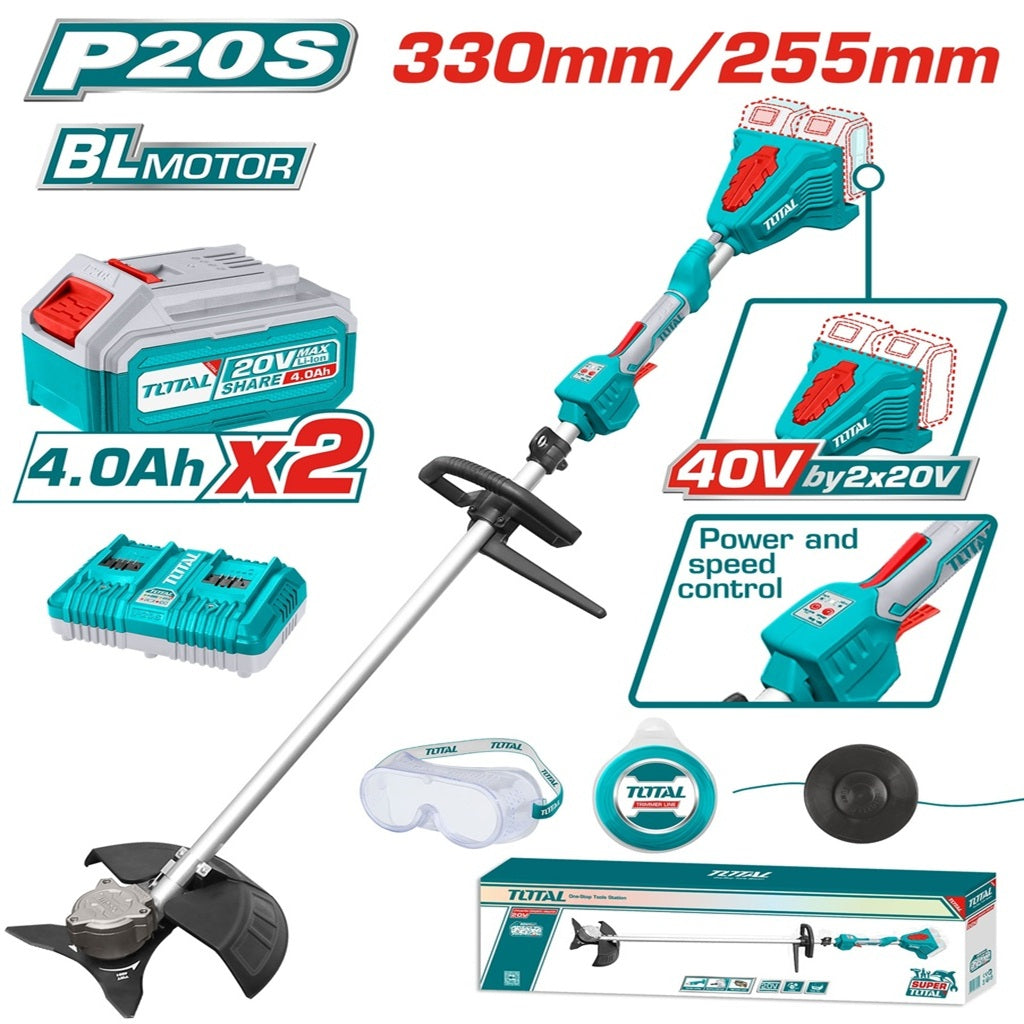 TOTAL 40V cordless string trimmer and brush cutter with brushless motor