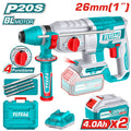 TOTAL 20V brushless cordless SDS-Plus rotary hammer with 2.5J impact energy