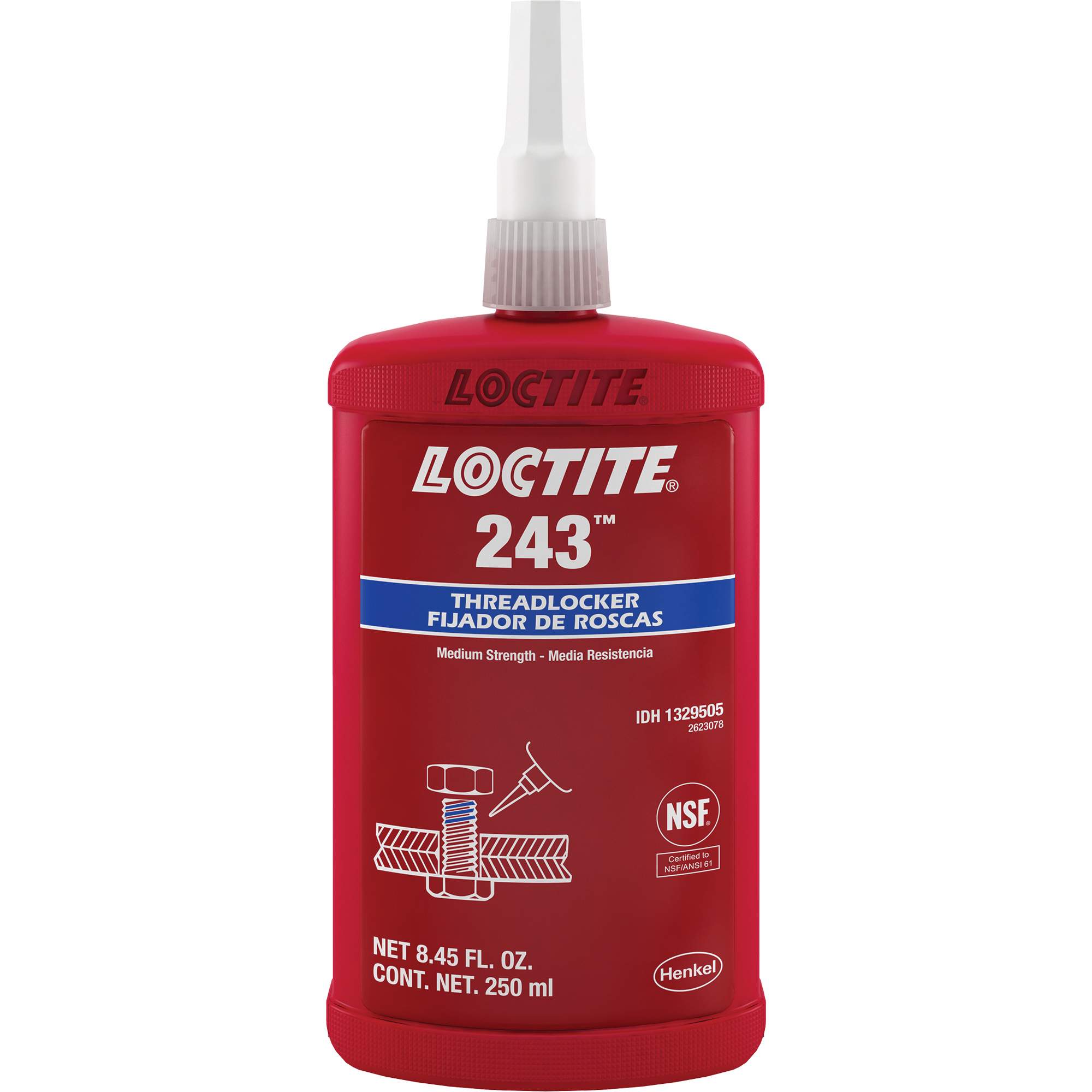 Loctite - Threadlocker 243 Oil Tolerant, Blue, Medium, Bottle