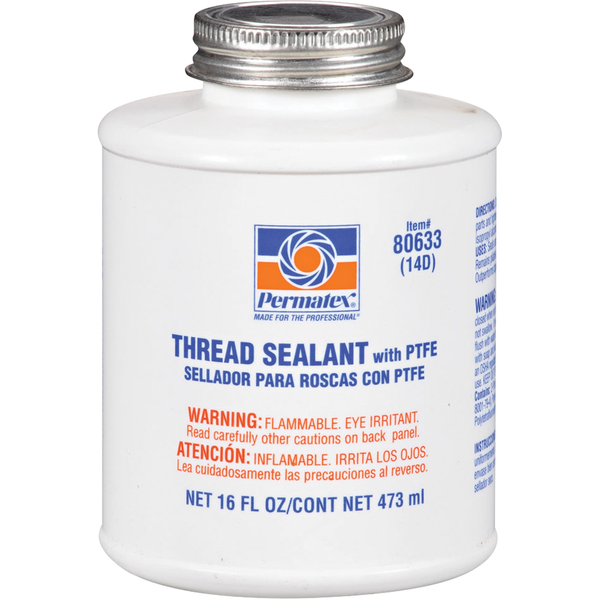Permatex - Thread Sealant with PTFE, Brush-Top Can, 473 ml, -54° C - 149° C/-65° F - 300° F