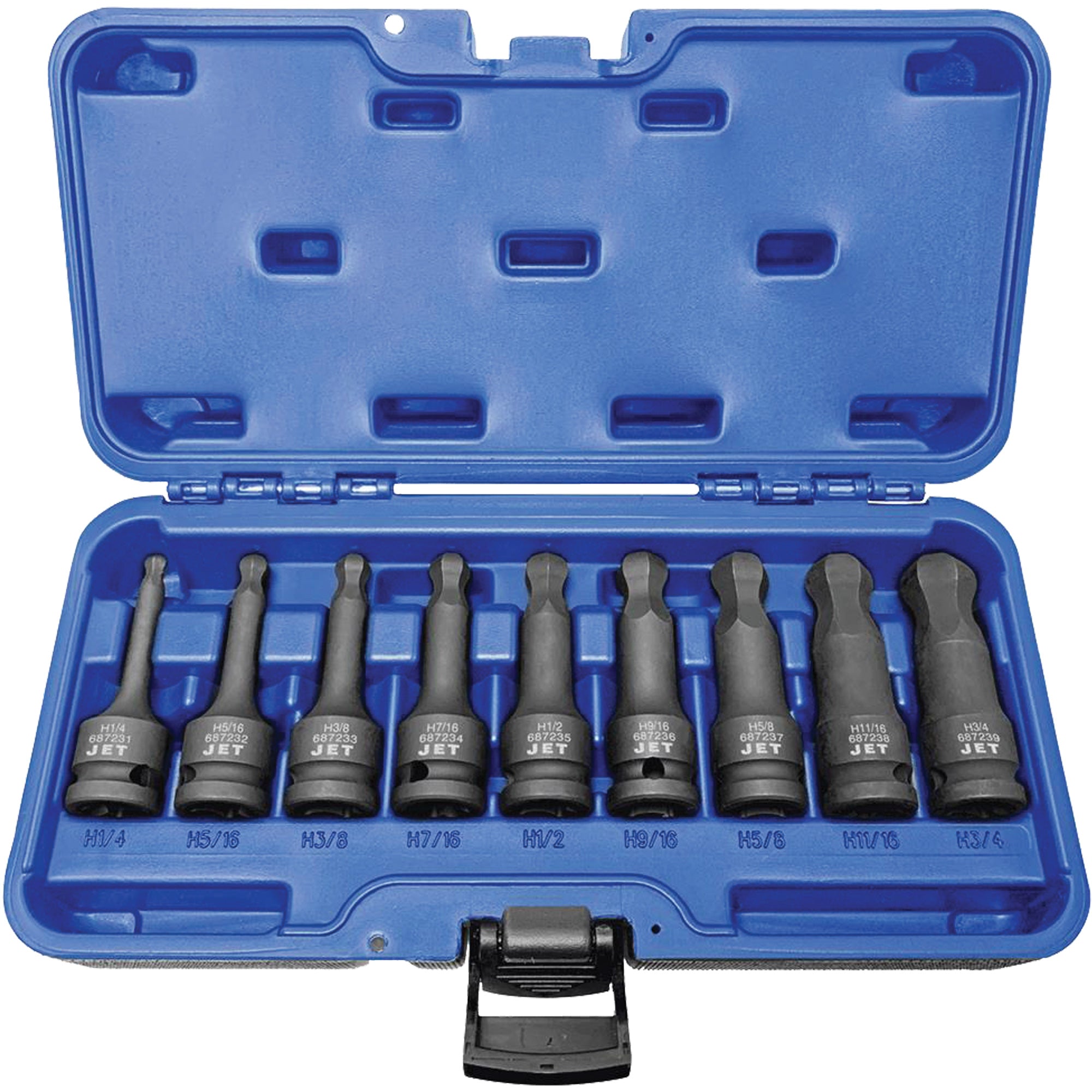 JET - BNH 1/2" Drive  Ball Nose Hex Impact Socket Set, Hex, 1/2" Drive, 9 Pcs