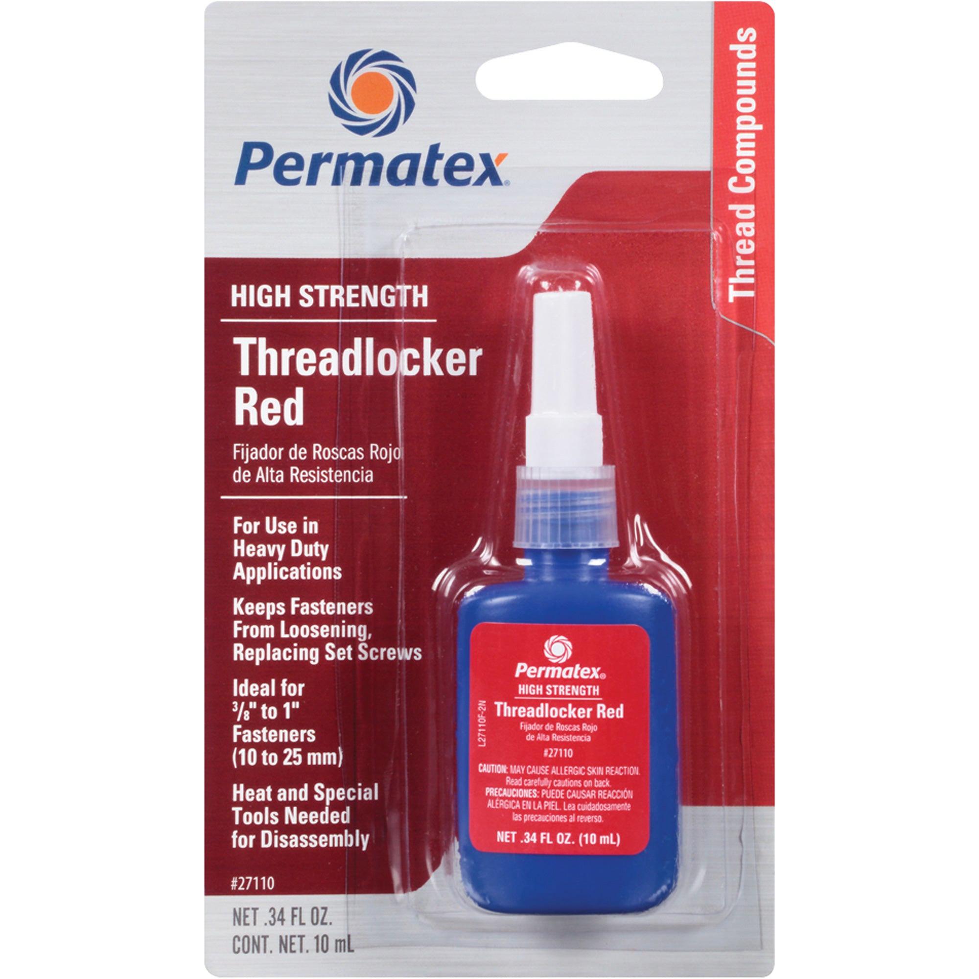 Permatex - Low Viscosity Threadlocker, Red, High, 10 ml, Bottle
