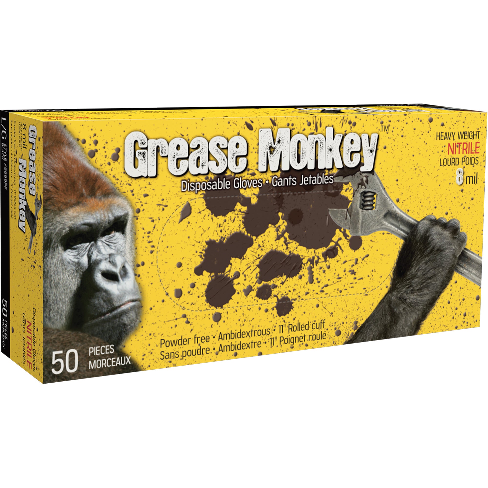 Watson Gloves - Grease Monkey® Gloves, Nitrile, 8-mil, Powder-Free, Black
