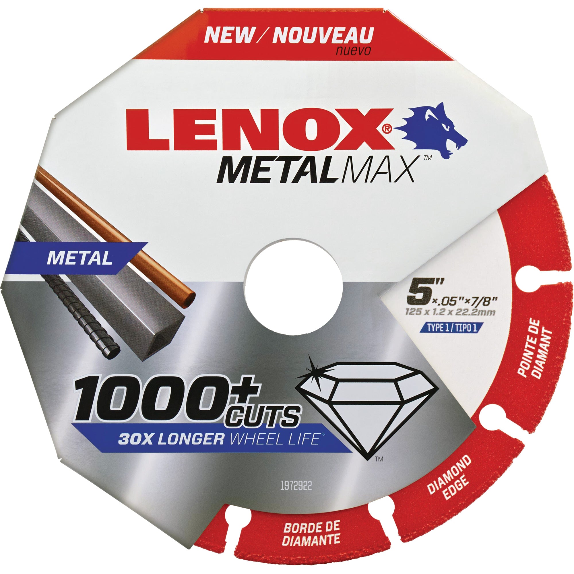 Lenox - Meule de tronçonnage des métaux MetalMaxMC, Arbre de 7/8", Type 1, Losange
