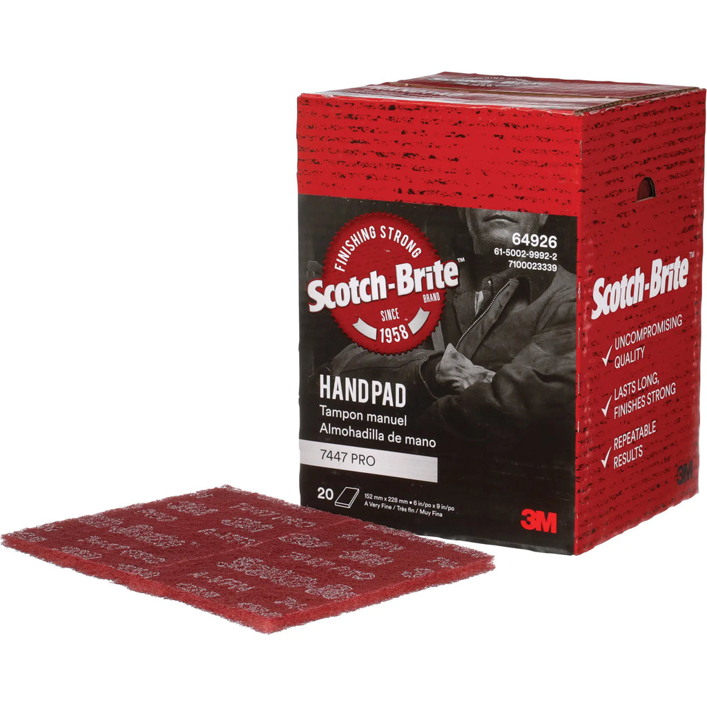 3M - Scotch-Brite™ 7447 Hand Pads, Aluminum Oxide, 9" x 6", Very Fine Grit