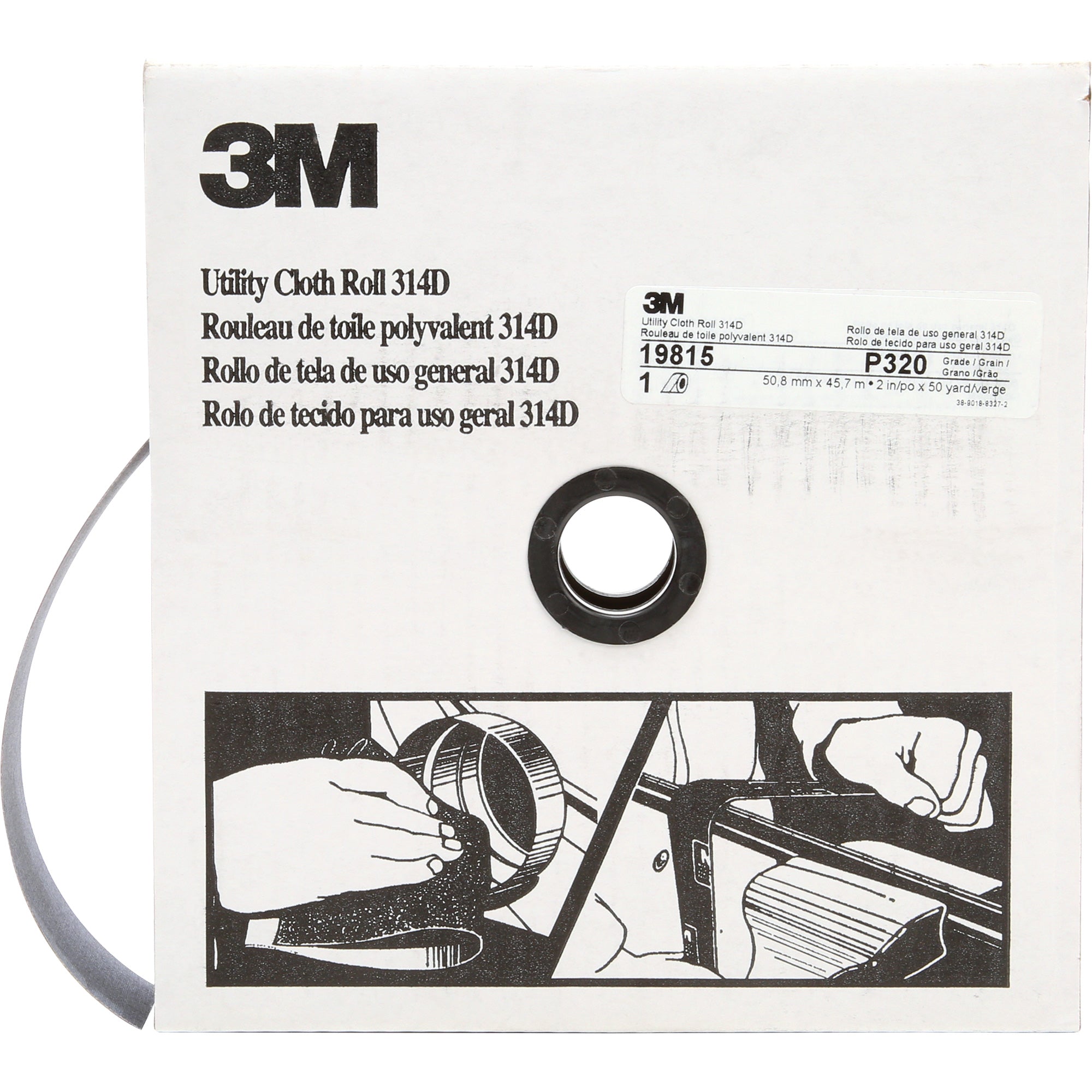 3M - 314D Utility Cloth Roll, P320 Grit, 2" Width