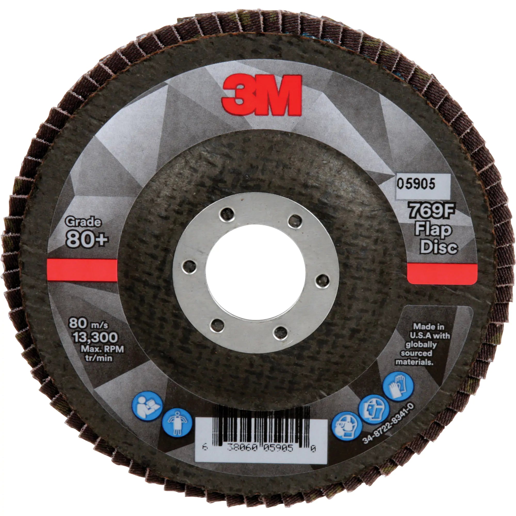3M - 769F Quick Change Flap Disc, 4-1/2"-5" x 7/8", Type 27, Ceramic