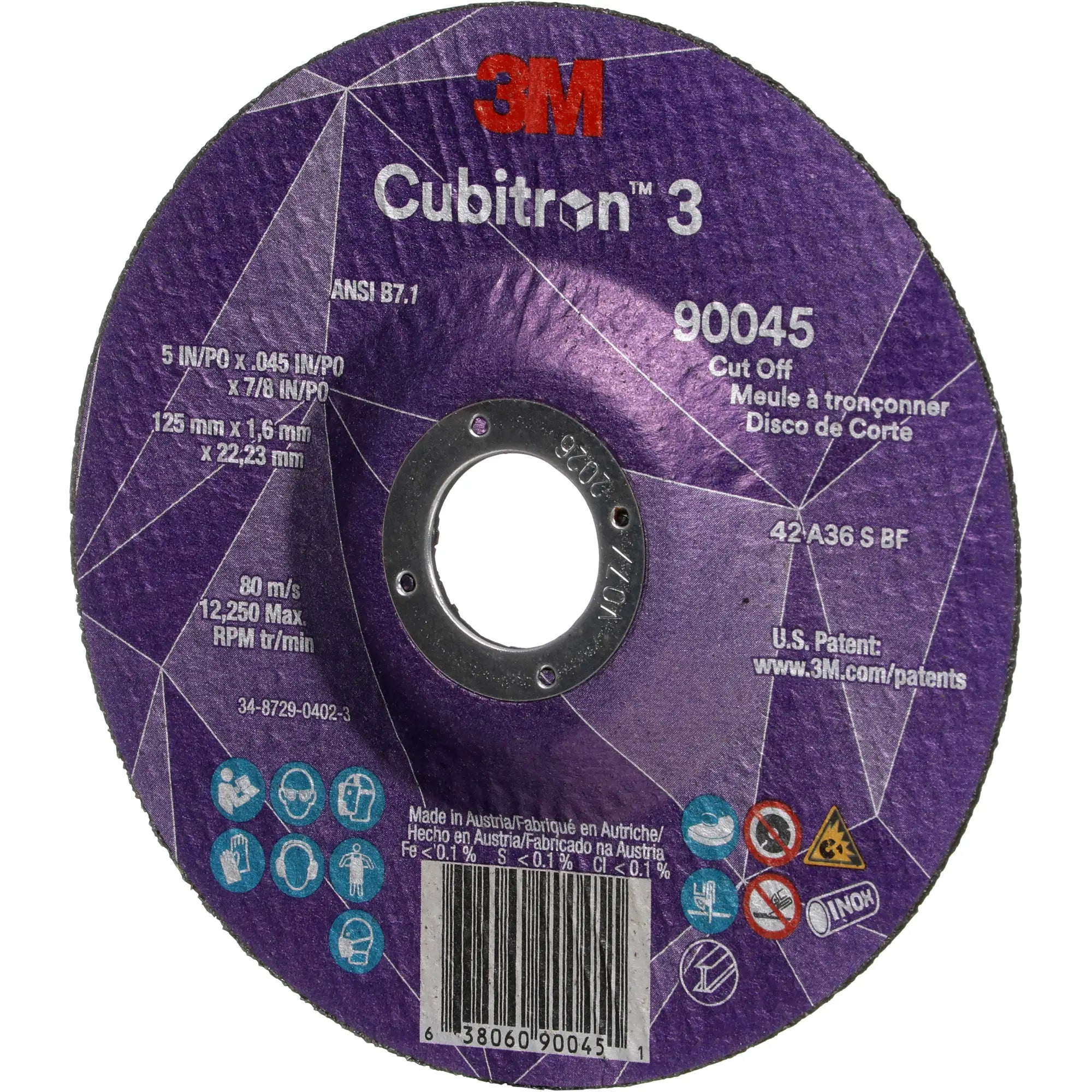 3M - Cubitron™ 3 Cut-Off Wheel, 4-1/2"-5" x 0.045", 7/8" Arbor, Ceramic