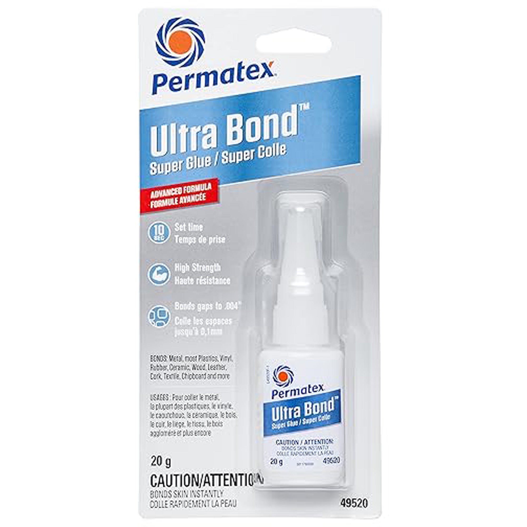 Permatex - Ultra Bond Fast Drying Super Glue Adhesive, 20 g, Bottle, Clear