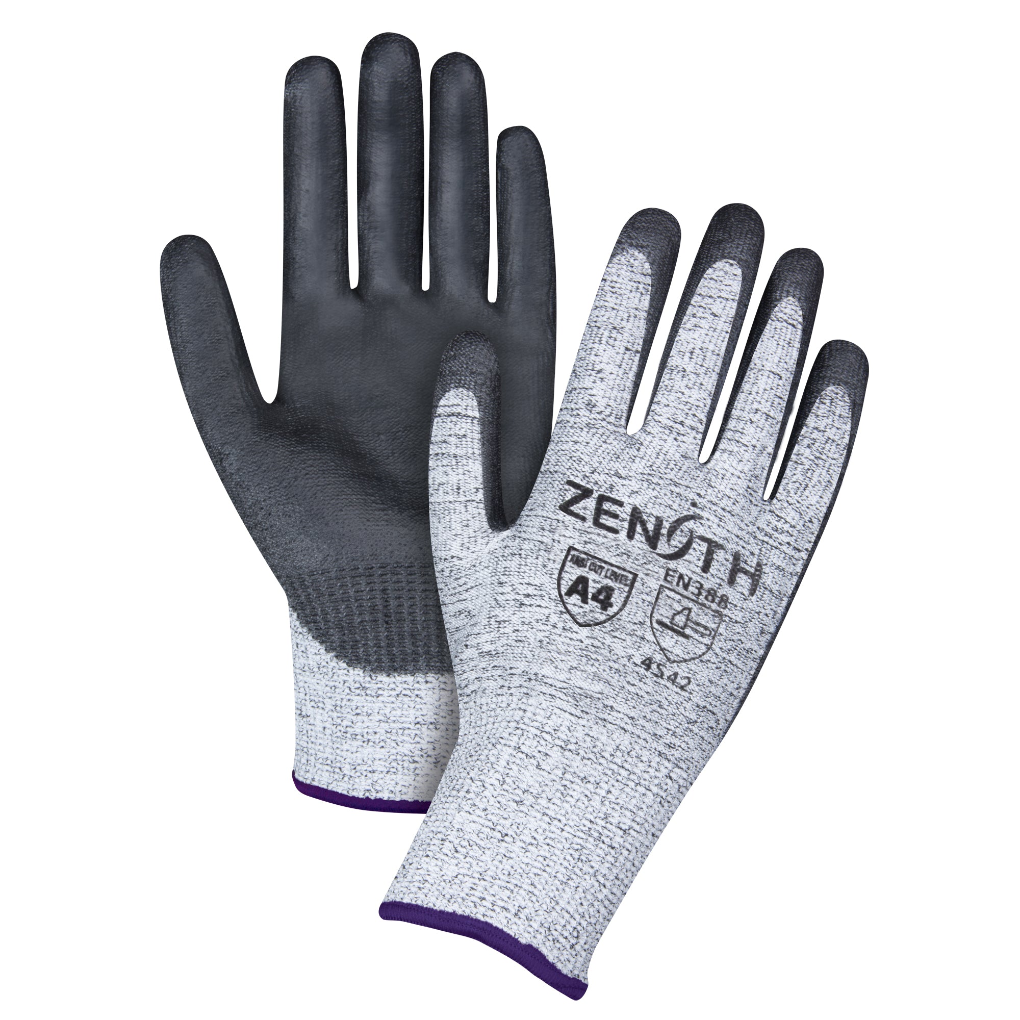 Zenith - Seamless Stretch Cut-Resistant Gloves, 13 Gauge, Polyurethane Coated, HPPE Shell, ANSI/ISEA 105 Level 4/EN 388 Level 5