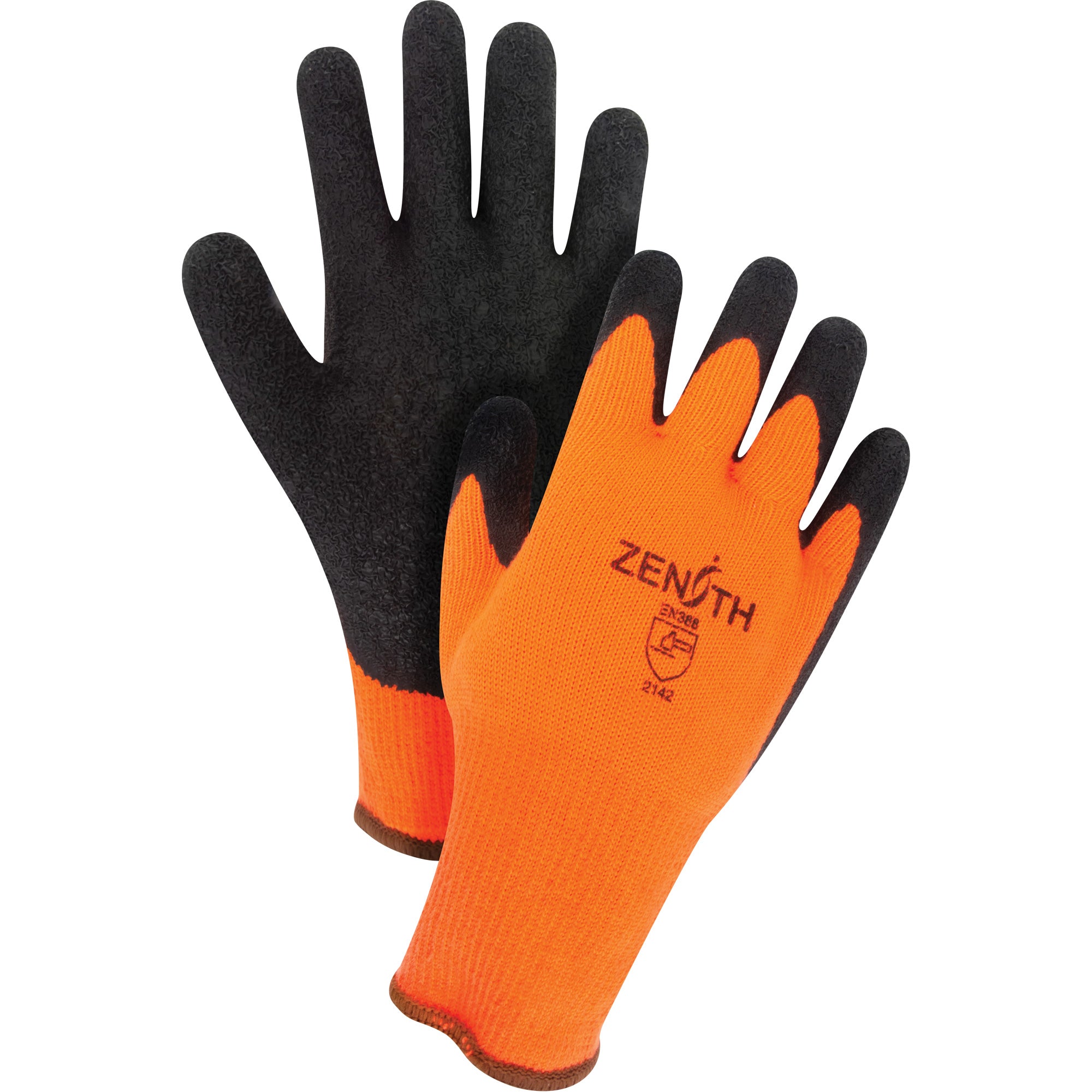Zenith - Natural Rubber Winter Gloves, Latex Coating, 10 Gauge, Polyester/Cotton Shell