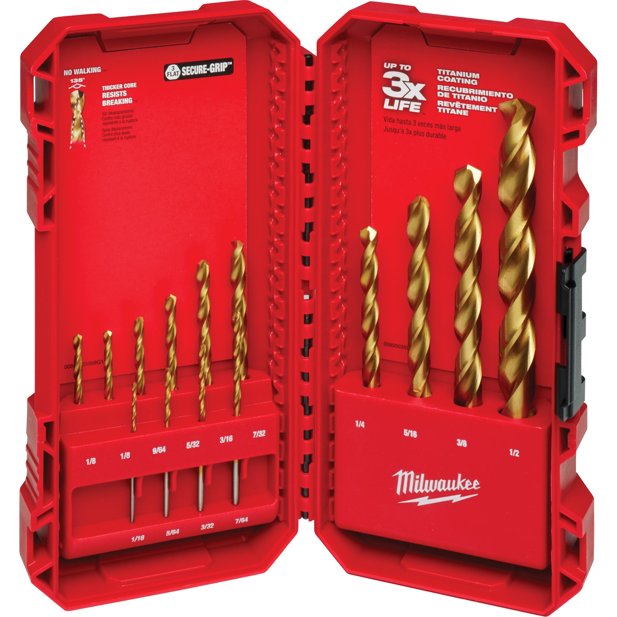Milwaukee - Jeu de forets étagés ThunderboltMD, 14 morceaux, Acier rapide
