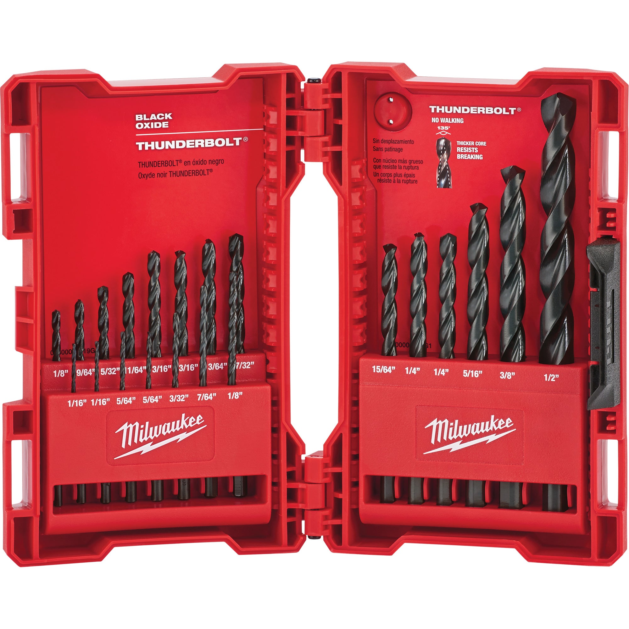 Milwaukee - Jeu de forets courts ThunderboltMD, 21 morceaux, Acier allié