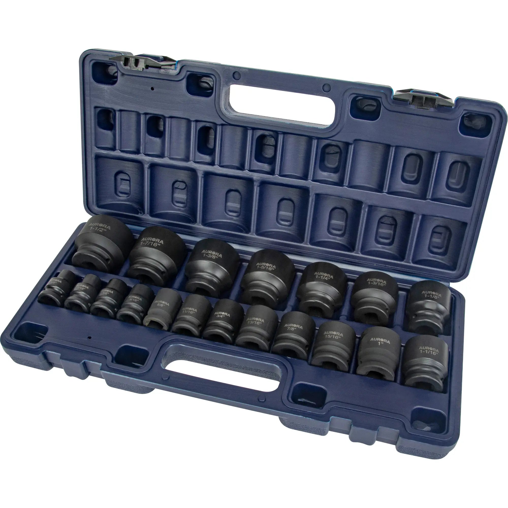 Aurora Tools - SAE Socket Set, 19 Pcs, Impact, 1/2" Drive Size
