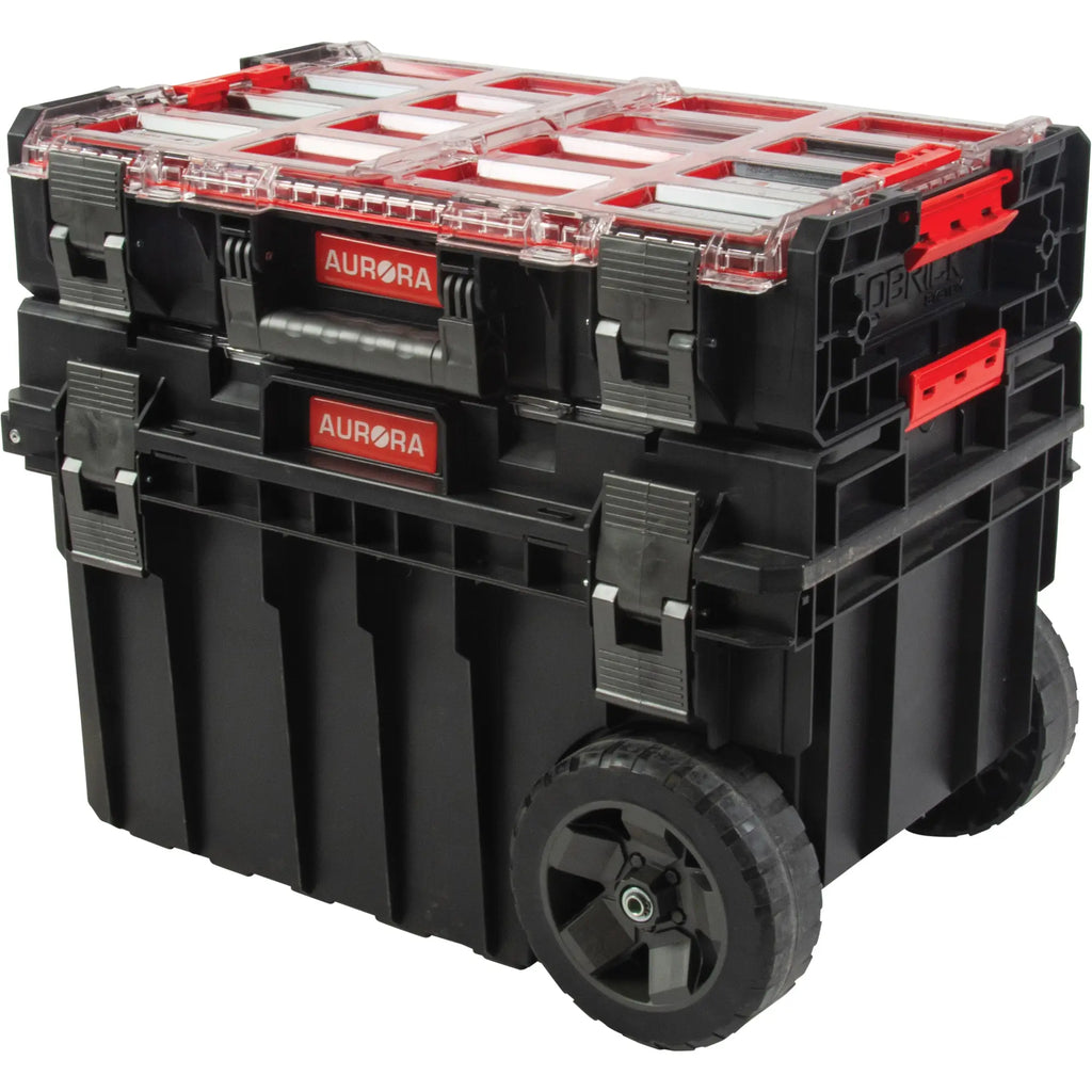 Aurora Tools Ensemble de coffre à outils roulant ARX 2 pièces – Noir