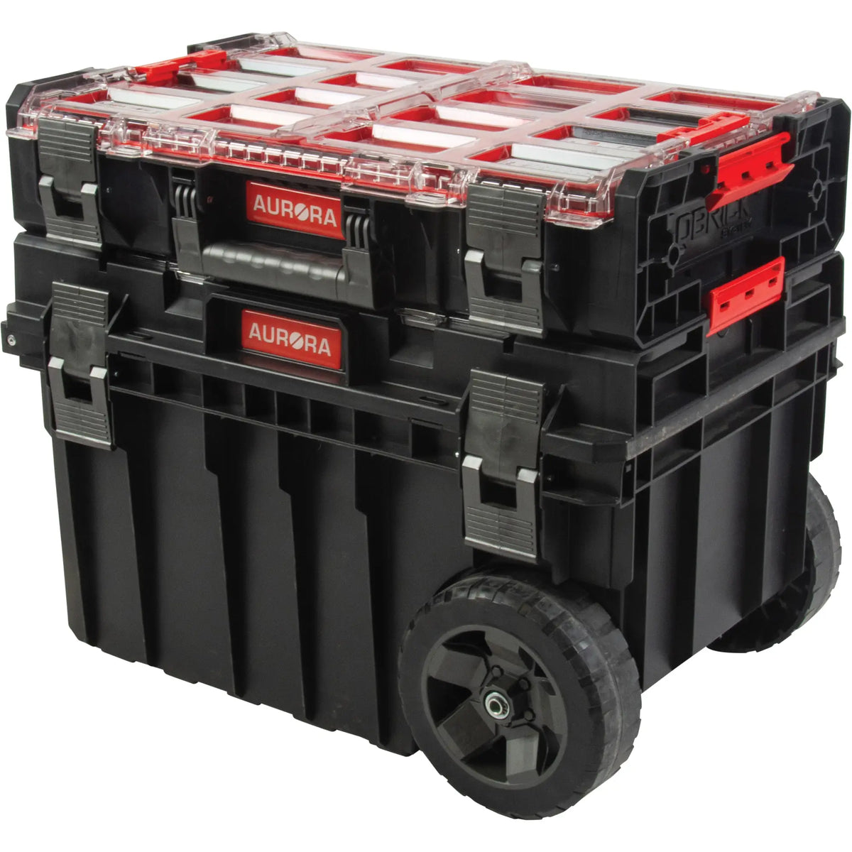 Aurora Tools Ensemble de coffre à outils roulant ARX 2 pièces – Noir