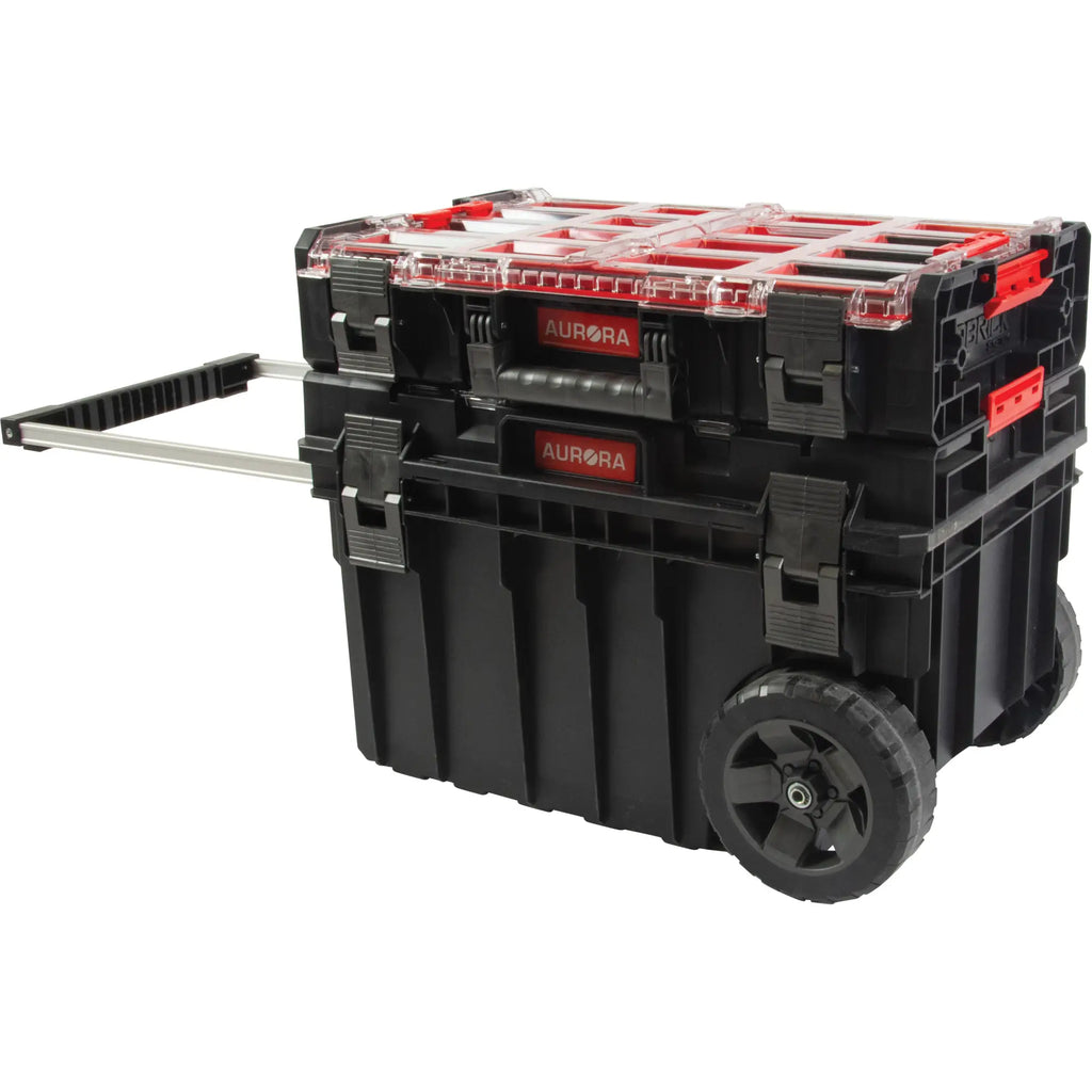 Aurora Tools Ensemble de coffre à outils roulant ARX 2 pièces – Noir