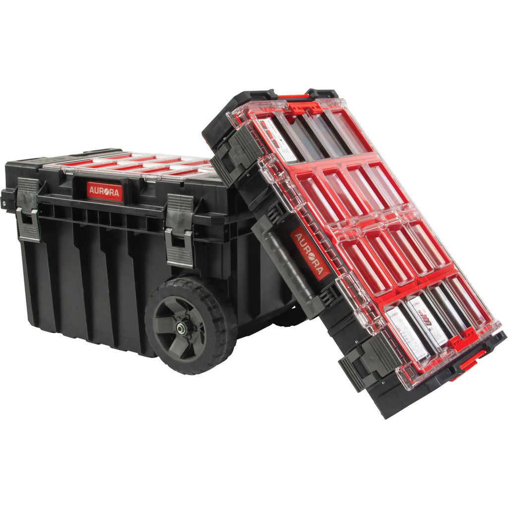 Aurora Tools Ensemble de coffre à outils roulant ARX 2 pièces – Noir