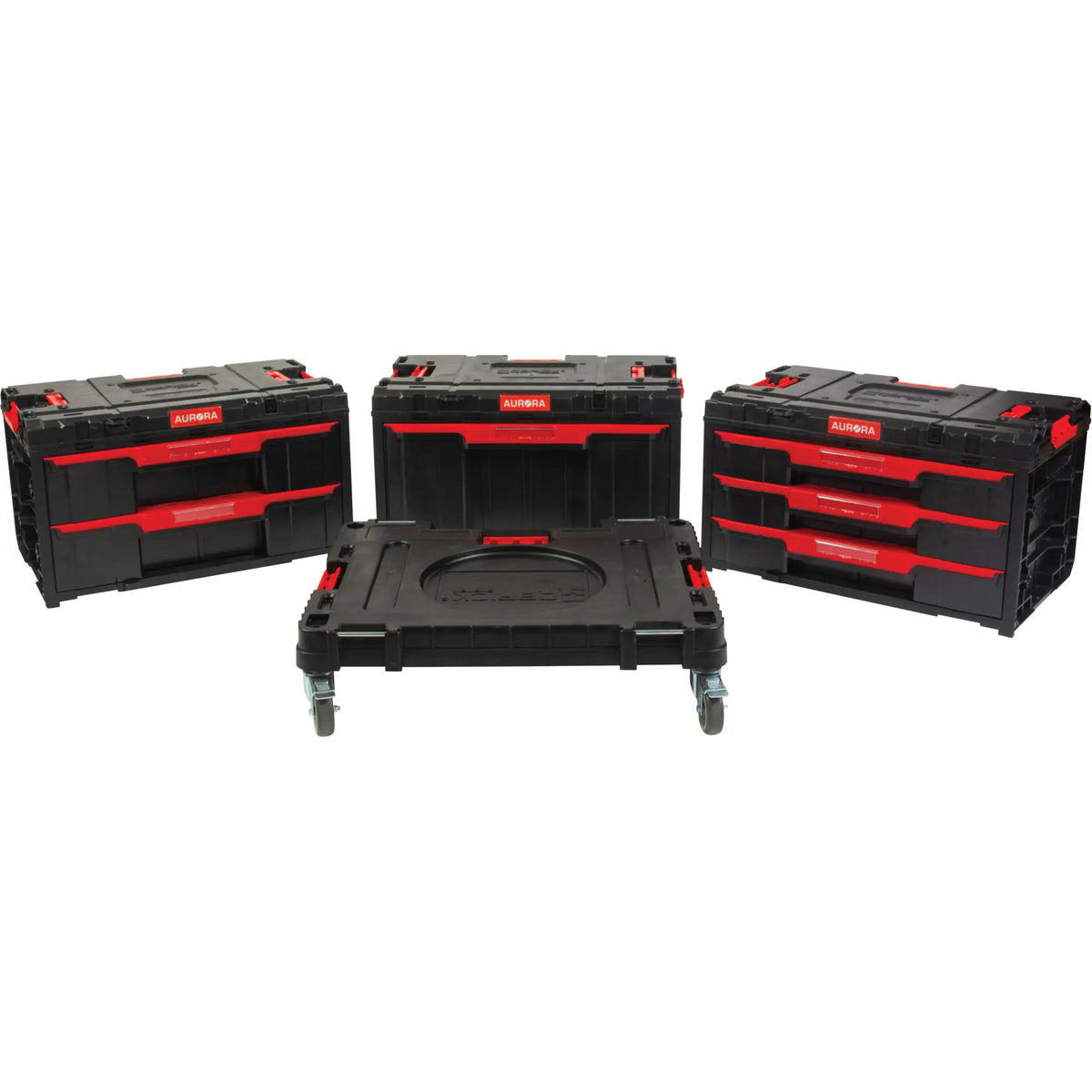 Aurora Tools ARX Ensemble de chariot 4 pièces avec roulettes pivotantes – Noir
