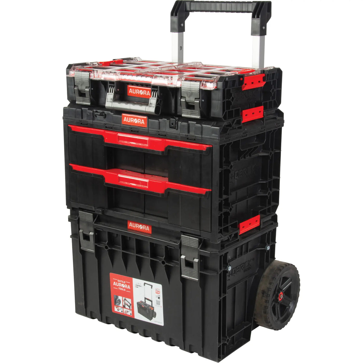 Aurora Tools ARX Ensemble de base de boîte à outils roulante 3 pièces – Noir