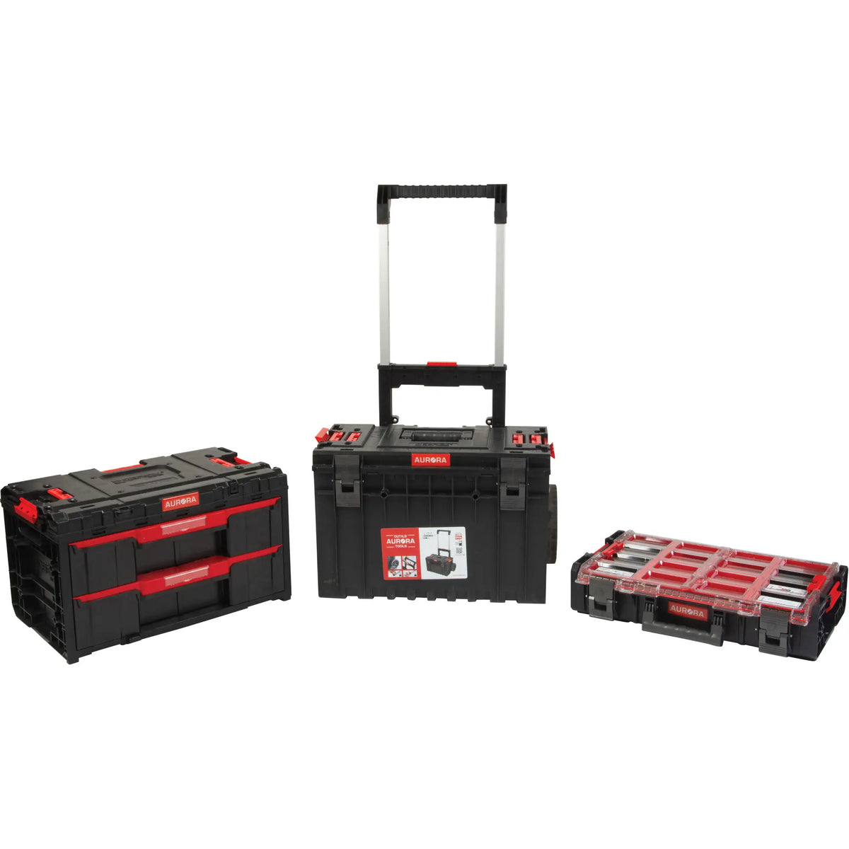 Aurora Tools ARX Ensemble de base de boîte à outils roulante 3 pièces – Noir