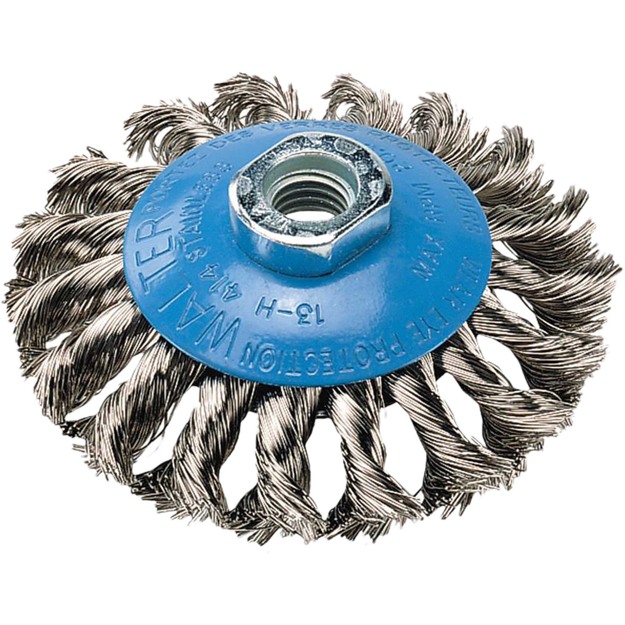 Walter Surface Technologies - Saucer Cup Brush With Knot-Twisted Wires, 5/8"-11 Arbor, Steel