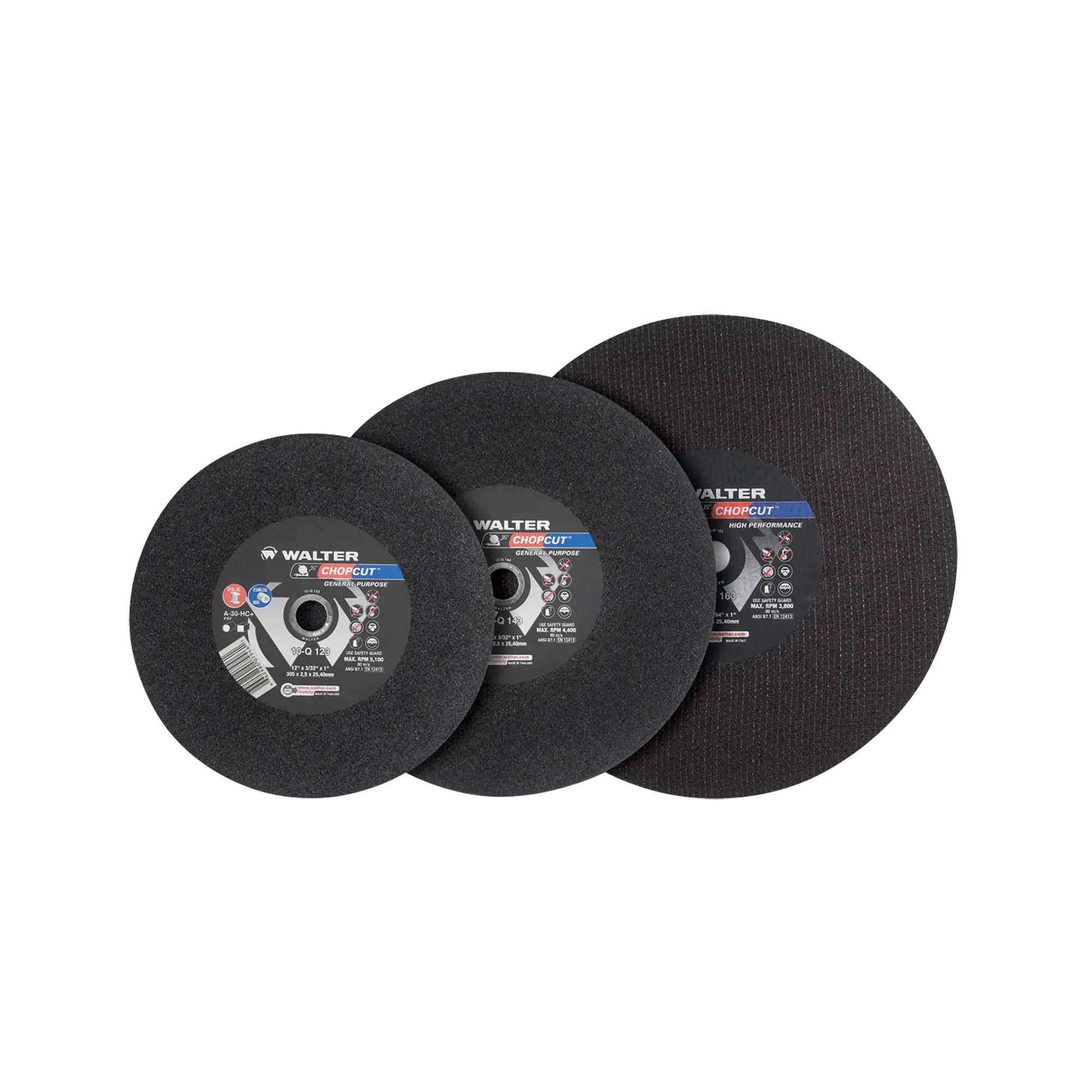 Walter Surface Technologies - Chopcut™ Chop Saw Cut-Off Wheel, 12"-14"-16" x 3/32", 1" Arbor, Type 1, Aluminum Oxide