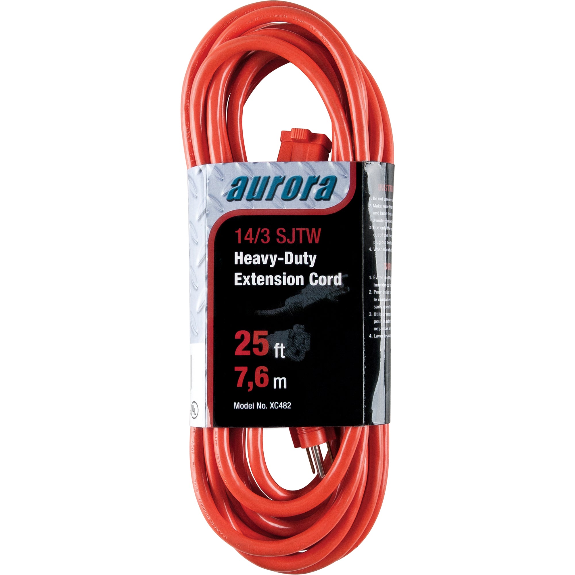 Aurora Tools - Vinyl Extension Cord, Outdoor, SJTW, 14/3 AWG, 15 A