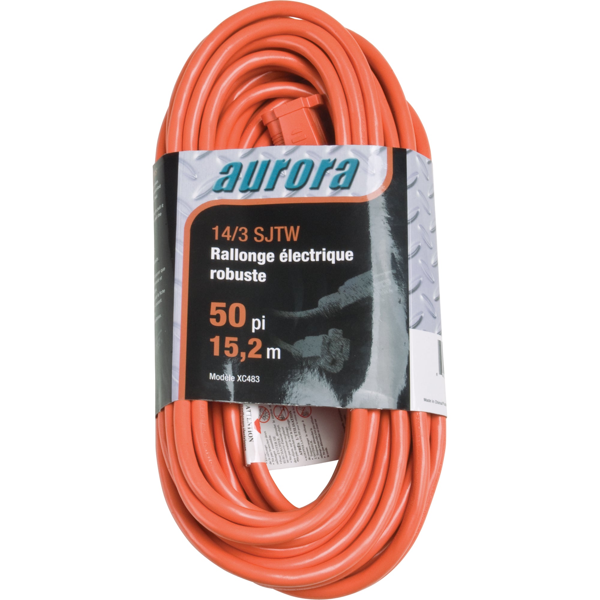 Aurora Tools - Vinyl Extension Cord, Outdoor, SJTW, 14/3 AWG, 15 A