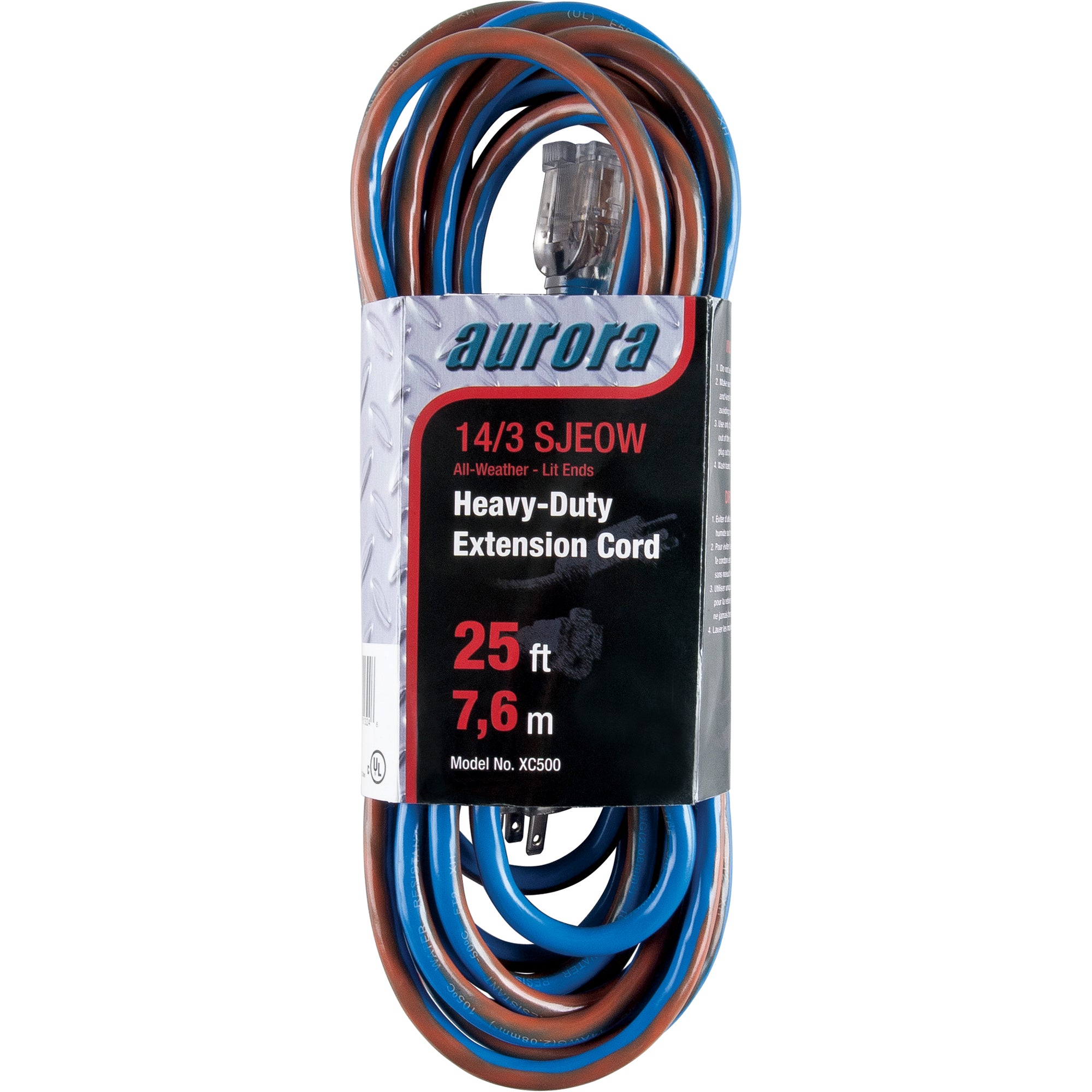 Aurora Tools - TPE-Rubber Extension Cord With Light Indicator, All-Weather, SJEOW, 15 A