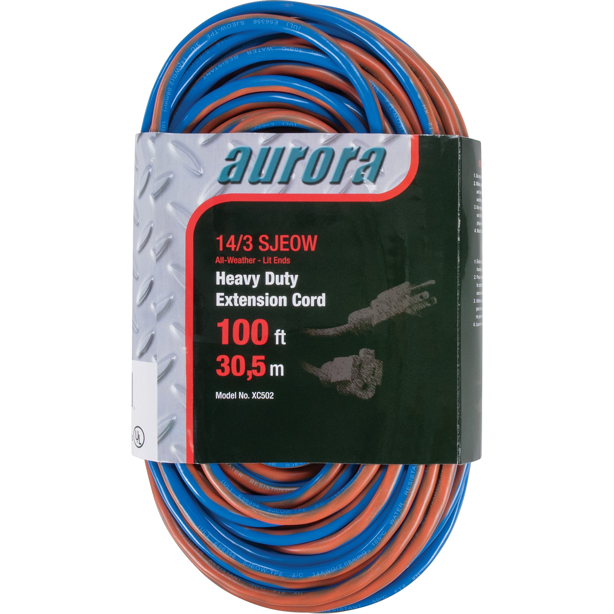 Aurora Tools - TPE-Rubber Extension Cord With Light Indicator, All-Weather, SJEOW, 15 A