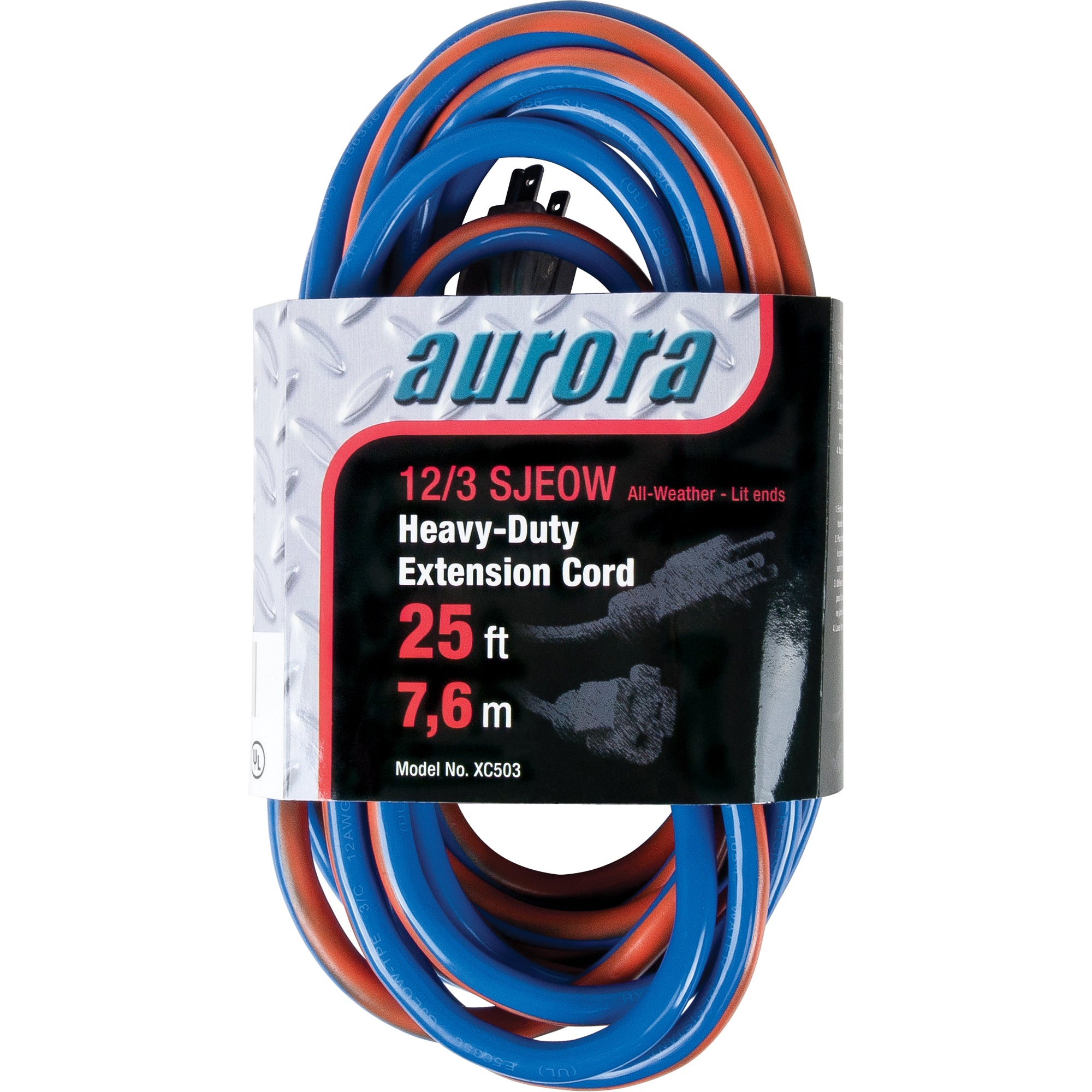 Aurora Tools - TPE-Rubber Extension Cord With Light Indicator, All-Weather, SJEOW, 15 A