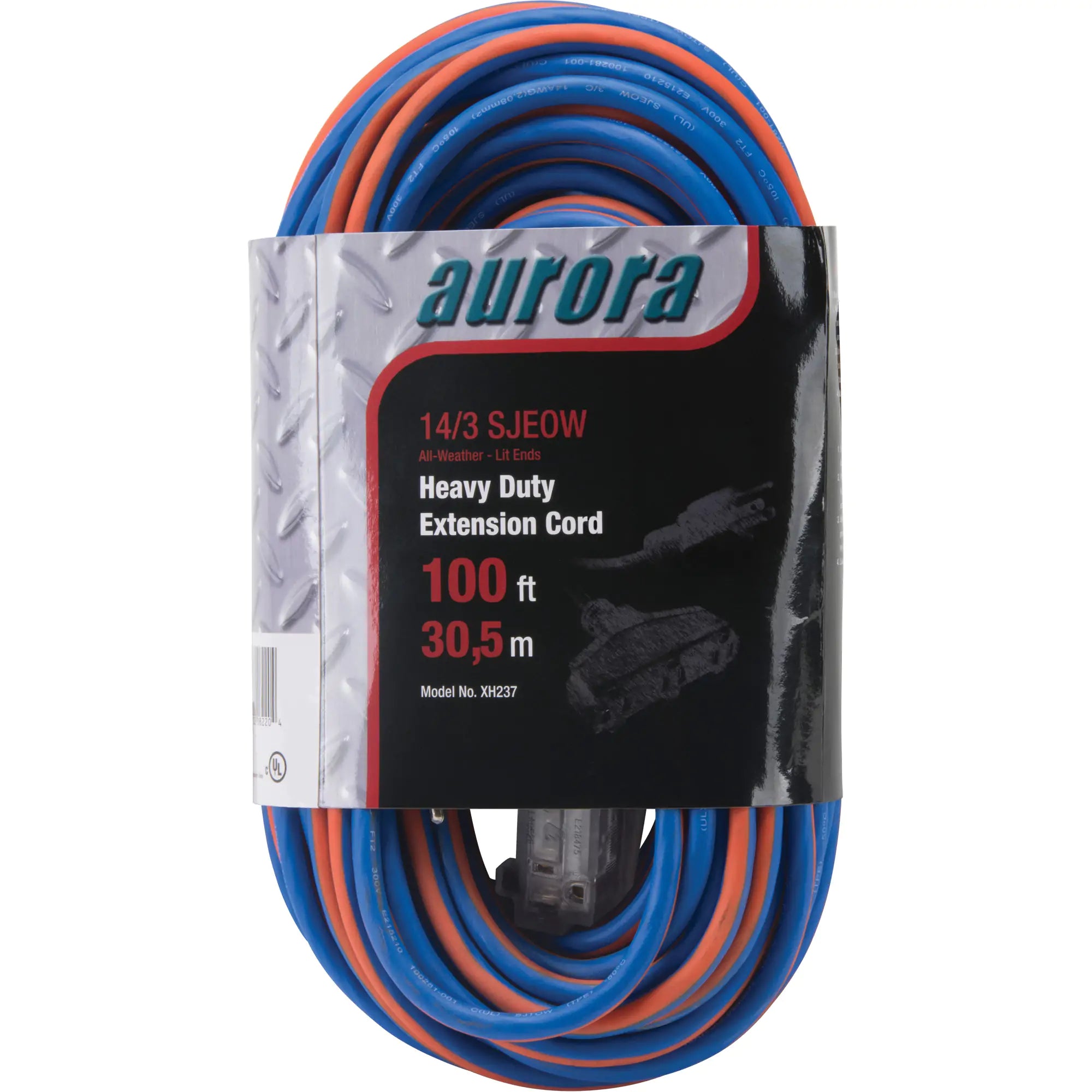 Aurora Tools - TPE-Rubber Extension Cord With Light Indicator, All-Weather, SJEOW, 15 A